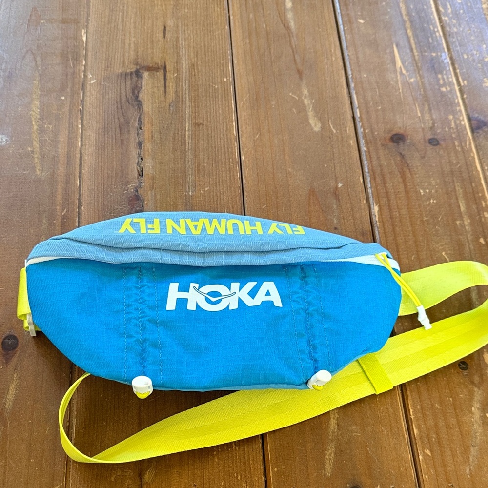 Hoka Turquoise and Yellow Nylon Fanny Pack